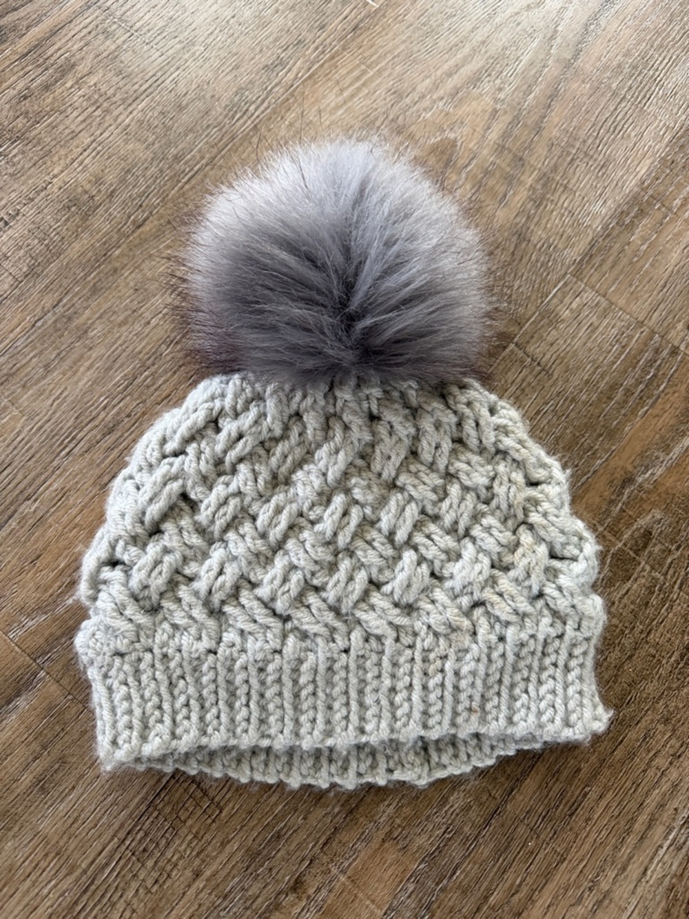 Cozy Cream Knit Pom-Pom Hat for Kids